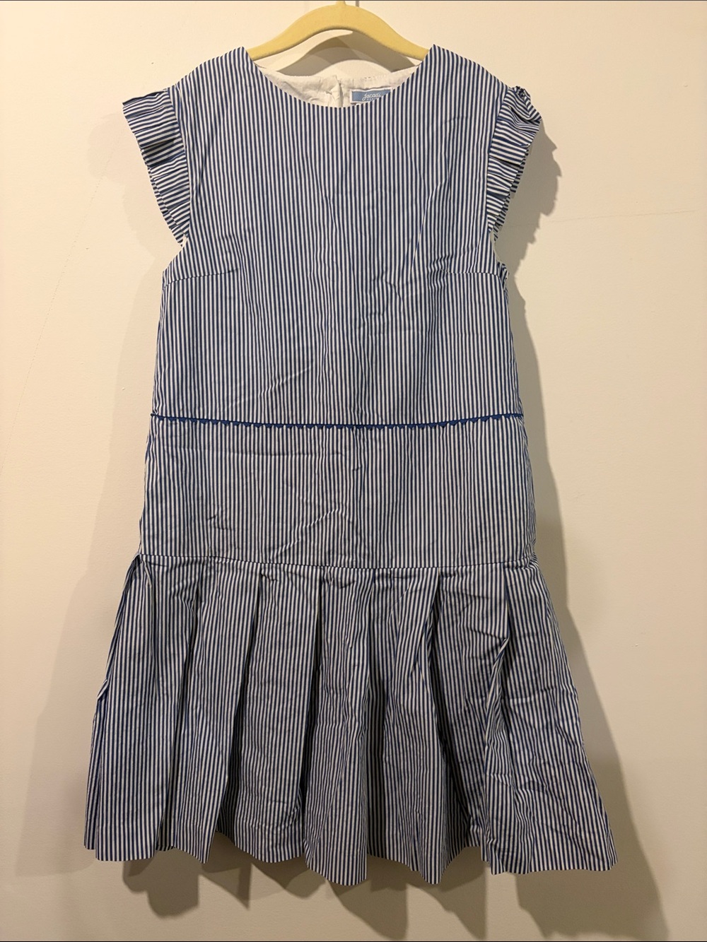 Jacadi Navy and White Striped Drop-Waist Dress